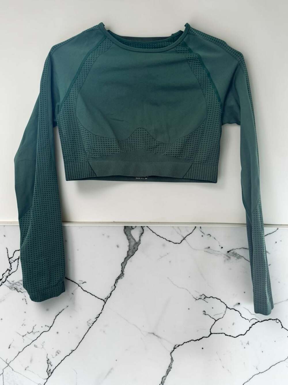 Seamless Long Sleeve Crop Top Dark Green
